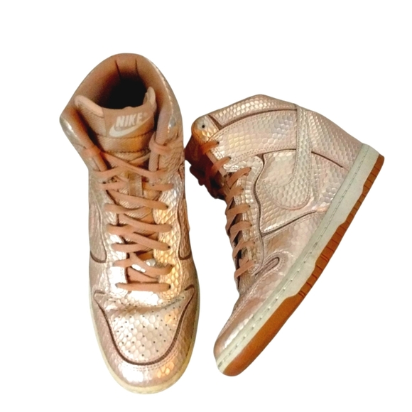 Nike Dunk Sky High Cut Out Metallic Pink Wedge Sneakers Size 7.5 Rare - Picture 13 of 13
